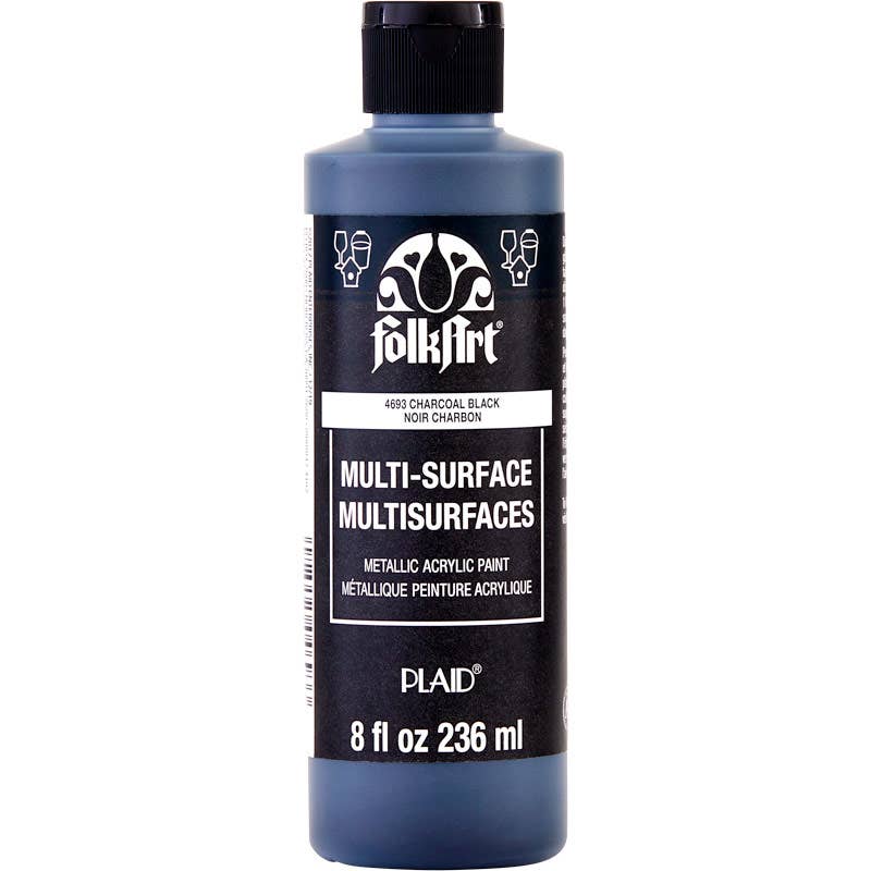 FolkArt Multi-Surface Metallic Paint - Charcoal Black 8oz