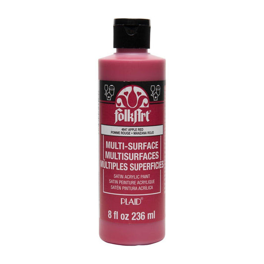 FolkArt Multi-Surface Acrylic Paint - Apple Red 8oz