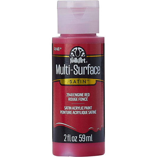 FolkArt Multi-Surface Satin Acrylic Paint - Engine Red 2oz