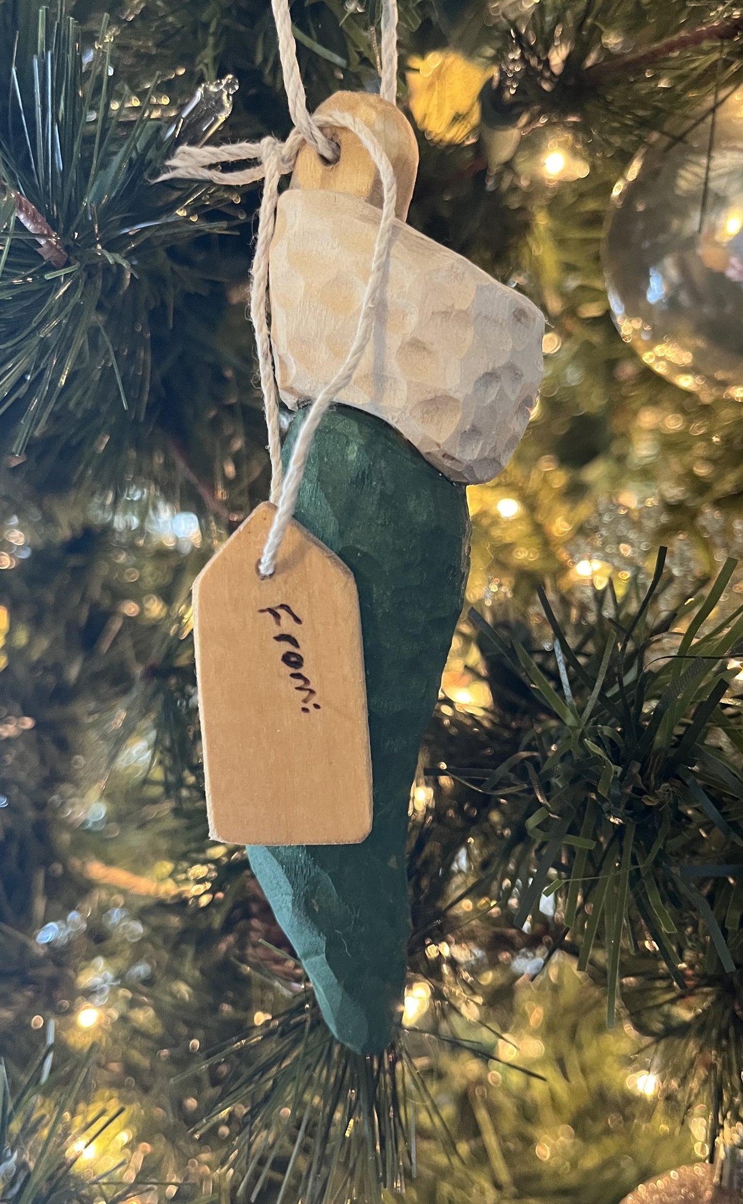 Green Stocking Ornament (with Tag)