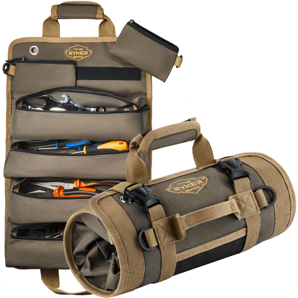 Tool Roll Organizer with 2 Detachable Pouches