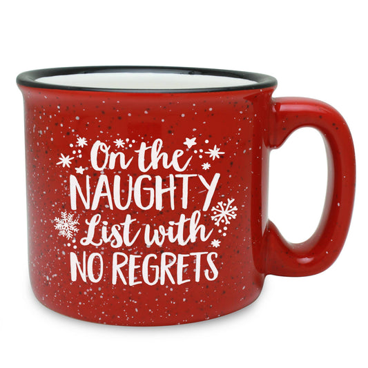 On the Naughty List with No Regrets Camp Mug