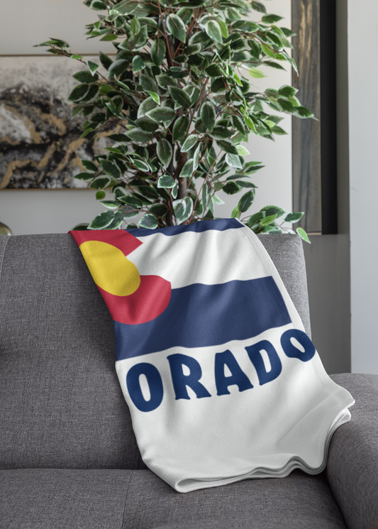 Colorado Flag Mountains Fleece Sherpa Blanket
